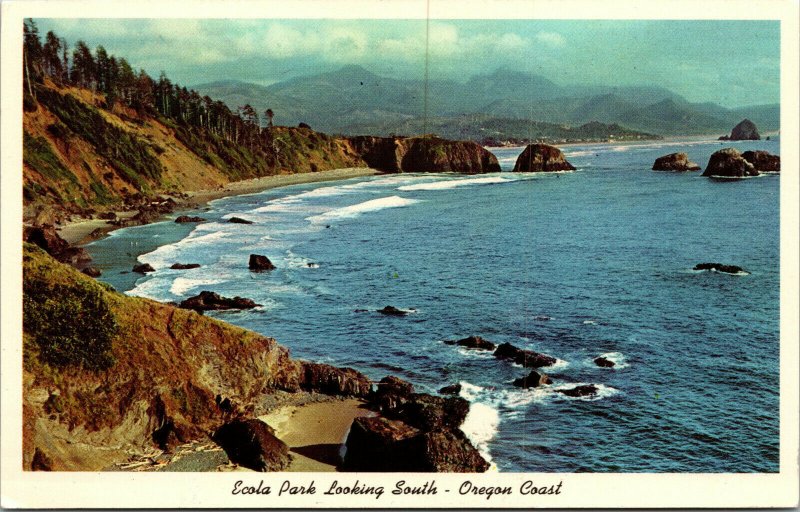 Vtg 1950s Ecola Park Looking South Oregon Coast OR Unused Chrome Postcard