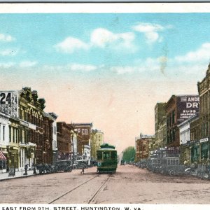 c1920s Huntington, W. Va Third Ave East 9th Stores Downtown Main St Trolley A162