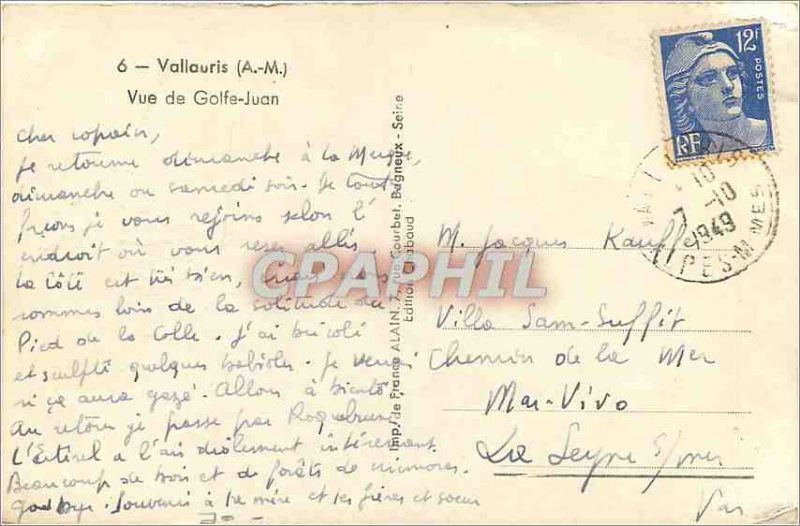 Modern Postcard A M Vallauris Golfe Juan to
