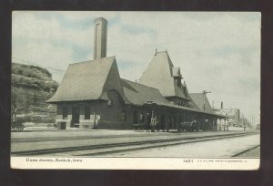 KEOKUK IOWA UNION RAILROAD DEPOT TRAIN STATION CU WILLIAMS VINTAGE POSTCARD