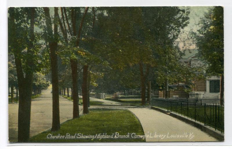 Cherokee Road Highland Branch Library Louisville Kentucky 1910c postcard