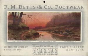 Port Chester NY FM Betts & Co Footwear Shoes 1911 Calendar Postcard DEC