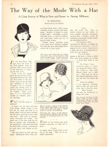 Fashion, Hats, Business Woman Magazine Pub Toronto 1928