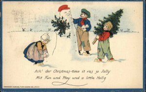 Tuck Cristmas Joys of Youth Dutch Children Build Snowman c1920 Postcard