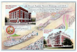 1910 New Elks Temple And Children's Home Scene Grand Rapids Michigan MI Postcard