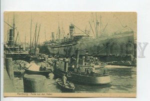 460879 GERMANY 1907 year Hamburg part of the port Ocean liner Vintage postcard