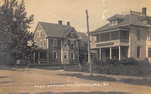 Clinton ME Post Office Street View Real Photo Postcard