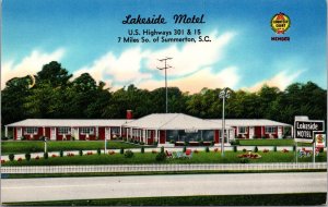 Postcard Lakeside Motel U.S. Highways 301 and 15 in Summerton, South Carolina