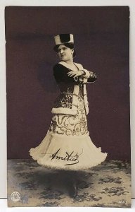 1905 RPPC German Costume Dancer by NPG on Shimmering Burgundy Postcard F4