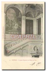 Old Postcard Poitiers Grand Staircase of the Town Hotel