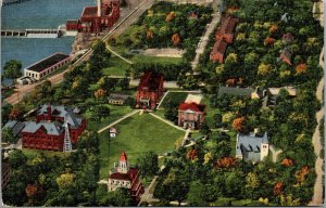 Vtg Aerial View Campus Of Beloit College Wisconsin WI Linen Postcard