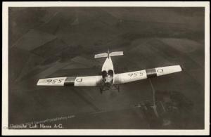 Germany Junkers Airplane Deutsche Lufthansa Advertising  RPPC 75613