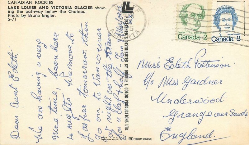 Postcard Canada Canadian rockies Lake Louise and Victoria Glacier