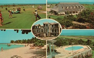 Vintage Postcard Great House Golf Club Rose Hall Hotel Beach Montego Bay Jamaica
