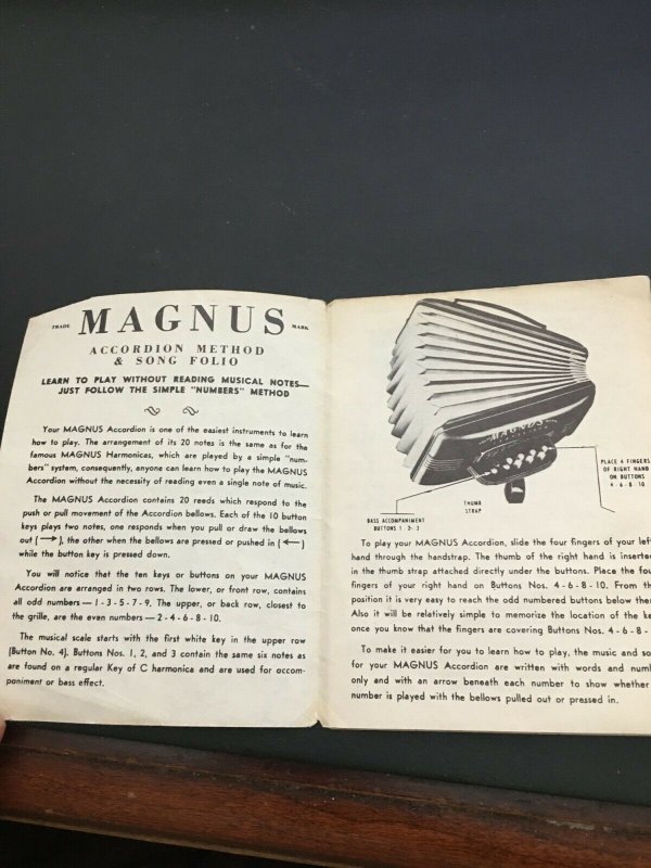 Magnus Accordion Method & Song Folio Paper Fold-out Booklet