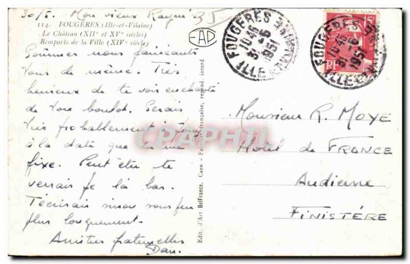 Old Postcard Fougeres (Ille et Vilaine) Le Chateau City Remparts