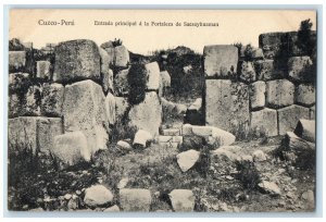 c1910 Main Entrance To The Sacsahuaman Fortress Cusco-Peru Antique Postcard