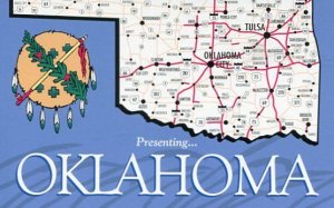 OK: PRESENTING OKLAHOMA MAP POSTCARD