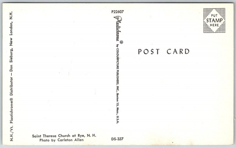 Rye New Hampshire 1950s Postcard Saint Theresa Church