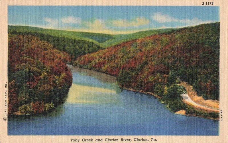 circa 1940's Toby Creek Clarion River Pennsylvania Postcard 10c1-697