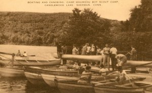 Postcard Early View of Camp Mauwehu Boy Scout Camp, Candlwood Lake, Sherman, CT.