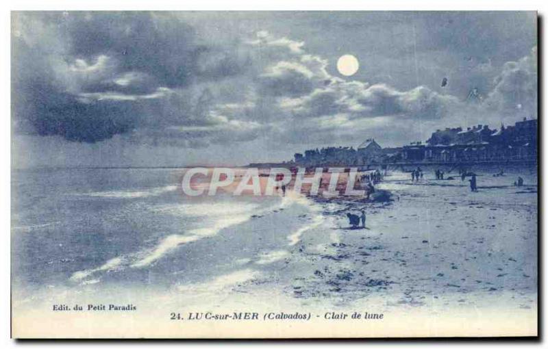 Old Postcard Luc sur Mer Moonlight