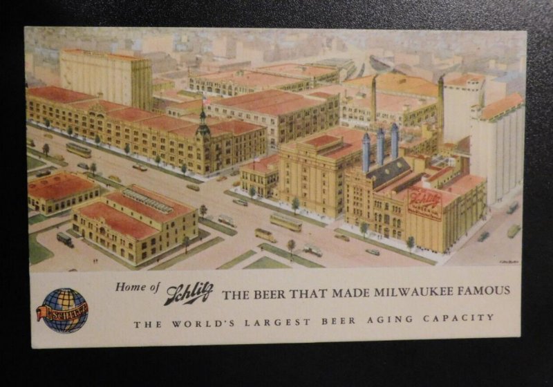 Mint USA Advertising Postcard Schlitz Milwaukee Beer Aging Factory Capacity