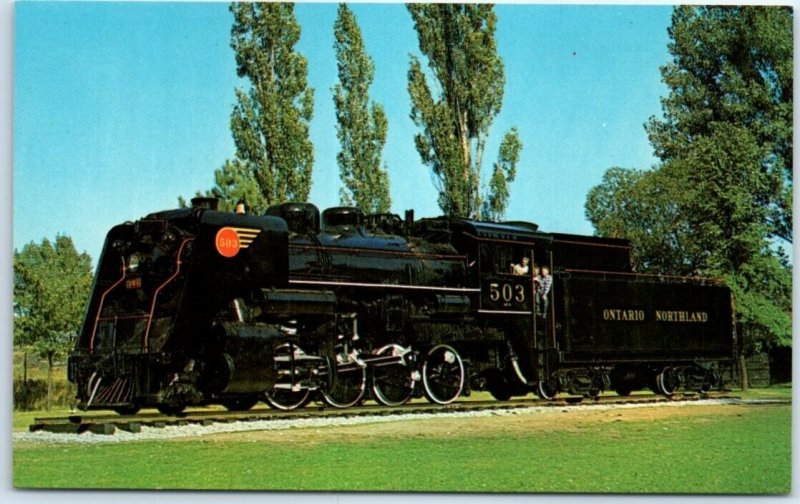 Postcard - Old steam engine, Lee Park - North Bay, Canada
