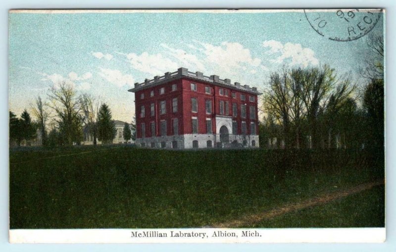 ALBION, Michigan MI  ~ McMILLAN LABORATORY 1910  Calhoun County Postcard