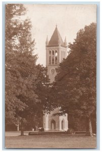 Pocatello Idaho ID Postcard RPPC Photo Church Scene Clock Tower 1910 Antique