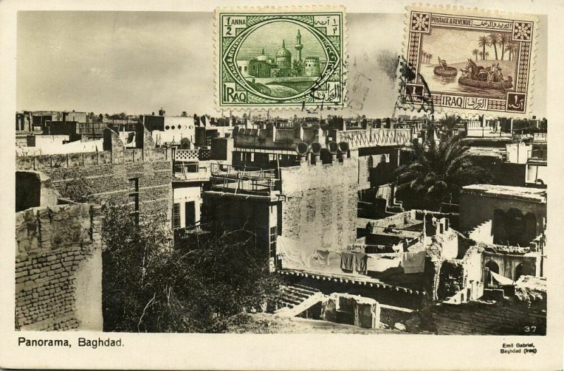 iraq, BAGHDAD BAGDAD بَغْدَاد, Panorama (1930s) RPPC Postcard