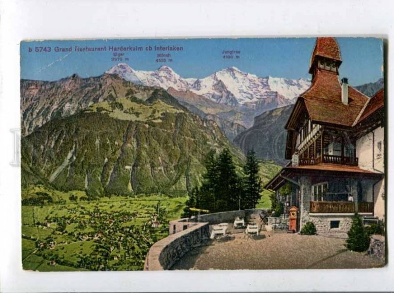 401651 SWITZERLAND Interlaken Restaurant Vintage RPPC to UK