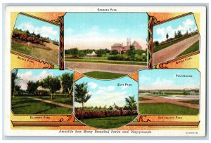 c1930's Sanborn Park Amarillo Parks Playgrounds Texas TX Multiview Postcard