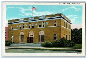 Decatur Alabama AL Postcard US Post Office Building Scene Street c1930's Vintage