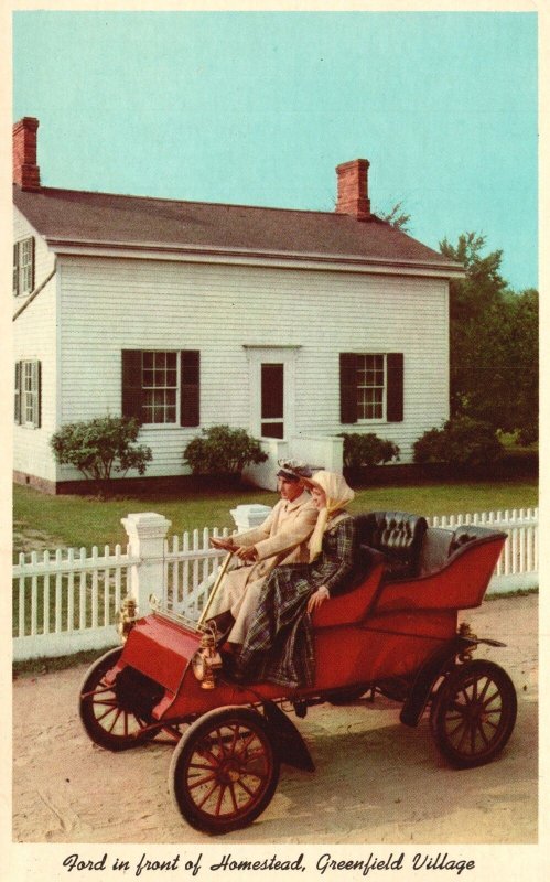 Vintage Postcard Ford in Front Homestead Henry Ford Museum Dearborn Michigan MI