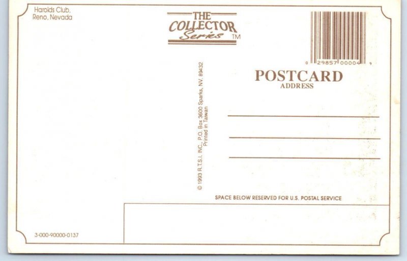 3 Postcards RENO, Nevada NV ~Casino HAROLD'S CLUB Sexy Girl & Pistols Poker 4x6