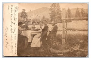 RPPC Molly & Rose Have Picnic at Quoggy Jo Base Presque Isle ME 1905 Postcard