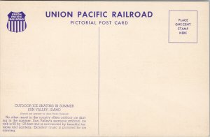 Sun Valley ID Idaho Outdoor Skating Union Pacific Railroad Linen Postcard G32