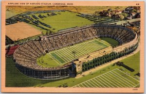 Cambridge Massachusetts MA, Airplane View of Harvard Stadium, Vintage Postcard