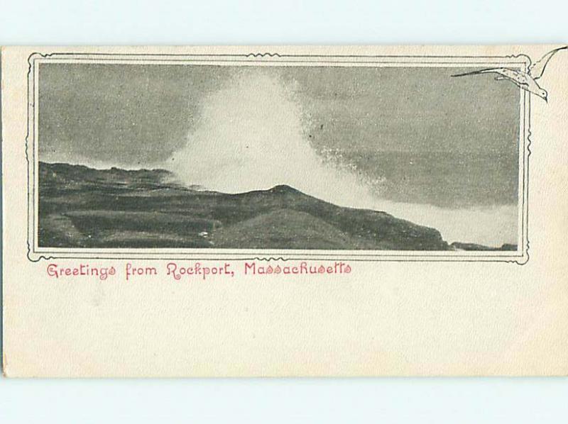 Unused Pre-1907 SURF POUNDING AGAINST SHORELINE Rockport Massachusetts MA t3328