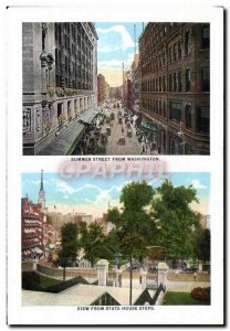 Postcard Old Custom House Bunker Hill Monument in Charlestown Summer street f...