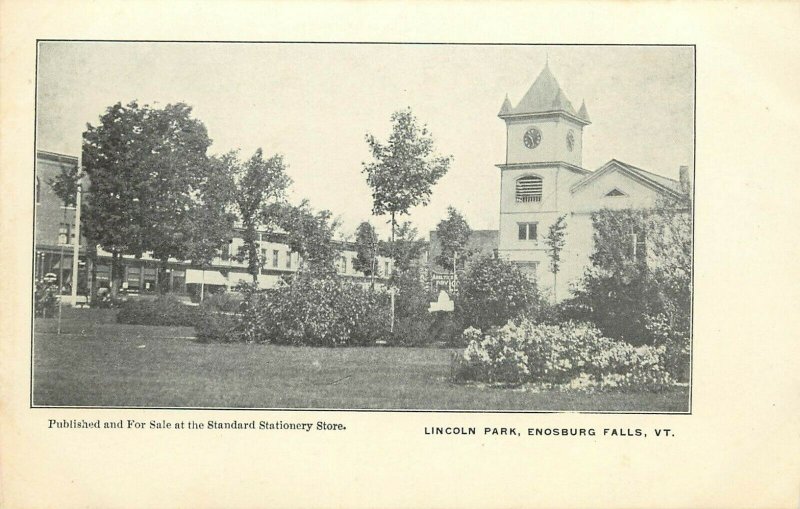 Univ.Back Postcard View in Lincoln Park, Enosburg Falls VT Franklin Co. Unposted