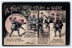 France Postcard Romance Humor Military Soldier c1910's Unposted Antique