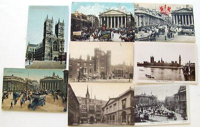 T1097   LONDON,  ENGLAND   POSTCARD LOT,  8  CARDS