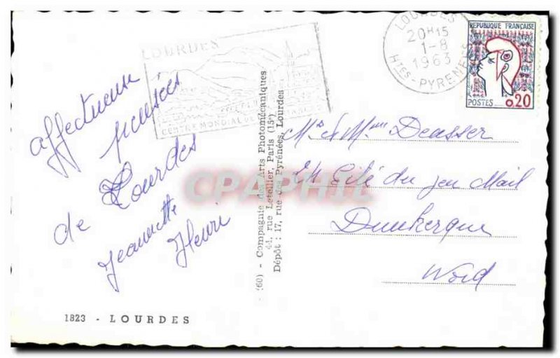 Old Postcard From Lourdes We apporfons Thousand Thoughts Doeux ef Swallows