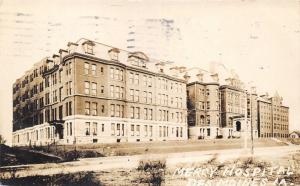 Des Moines Iowa~Mercy Hospital & Street View~1915 RPPC Real Photo Postcard
