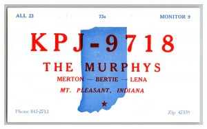 QSL Radio Card From Mt. Pleasant Indiana KPJ - 9718
