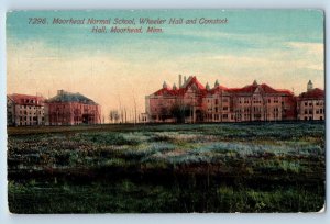 Moorhead Minnesota Postcard Normal School Wheeler Hall Cornstock c1910 Vintage