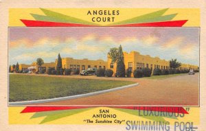 San Antonio Texas Angeles Court Motel Color Linen Card Vintage Postcard U1780