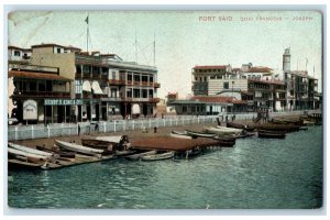 c1910 Boat Landing Port Said Quai Francois Joseph Egypt Unposted Postcard